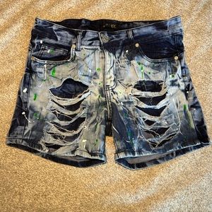 Used Kroix Distressed Washed Blue Jean Shorts